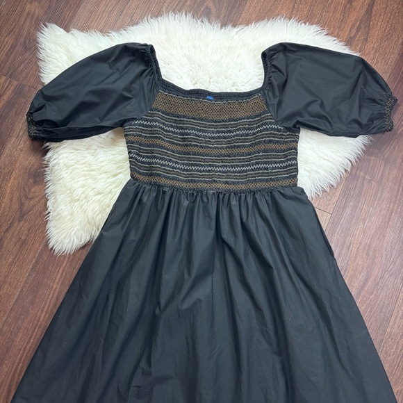 Old Navy Women’s XXL Black Puffy Sleeve Gathered Bust Full Length Flowing Dress - Picture 3 of 16